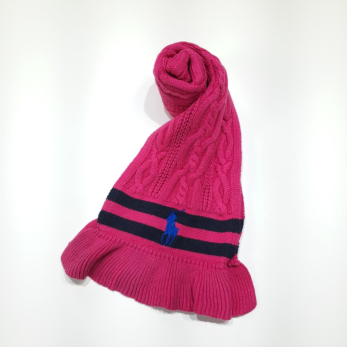 MX645 폴로 00s 피마코튼울 케이블 프릴 핫핑크 머플러 목도리 상품이미지6