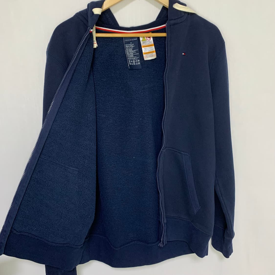 타미힐피거 빈티지 베이직 기모 후드집업 네이비 M 상품이미지4