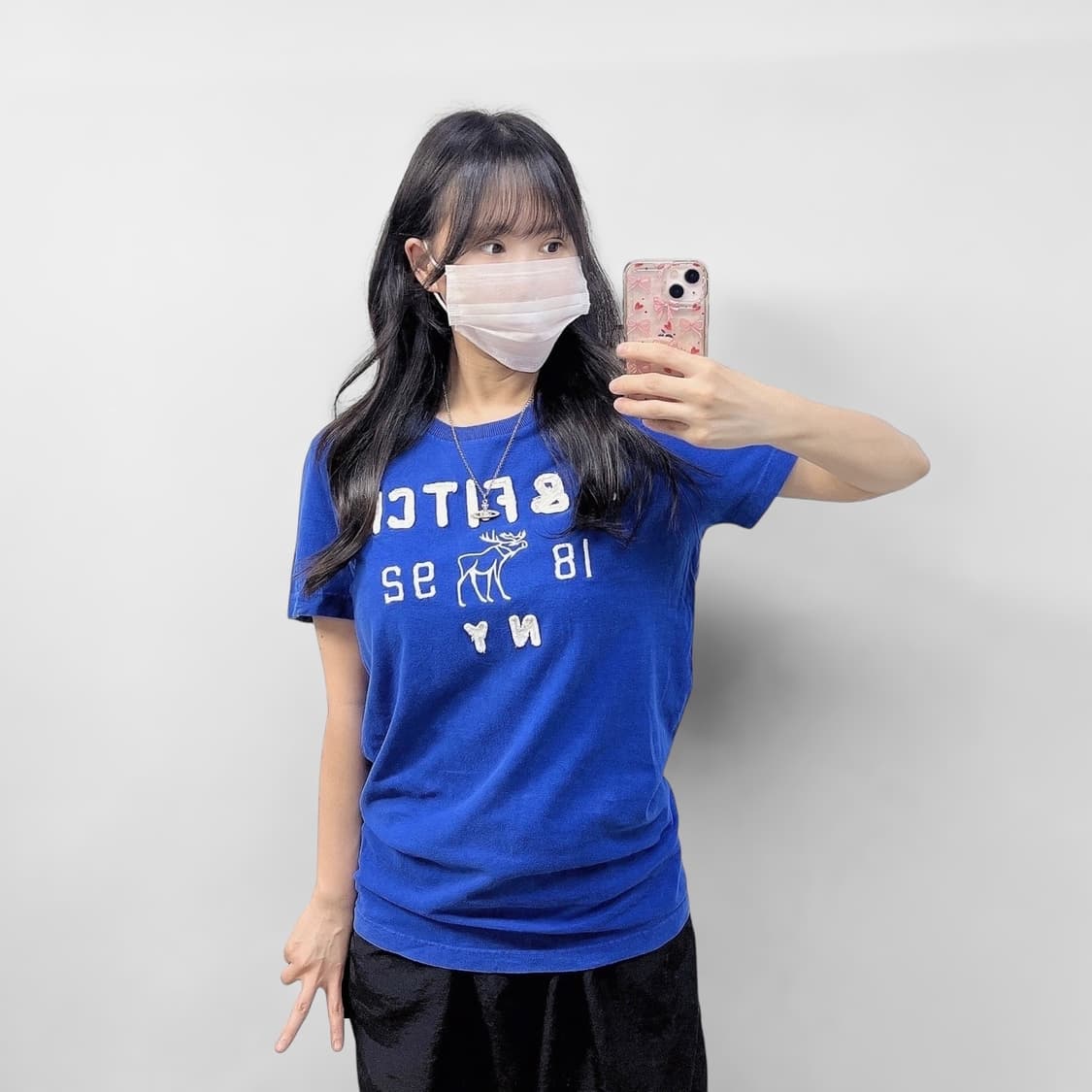 아베크롬비 피치 로고 반팔티 블루 상품이미지1