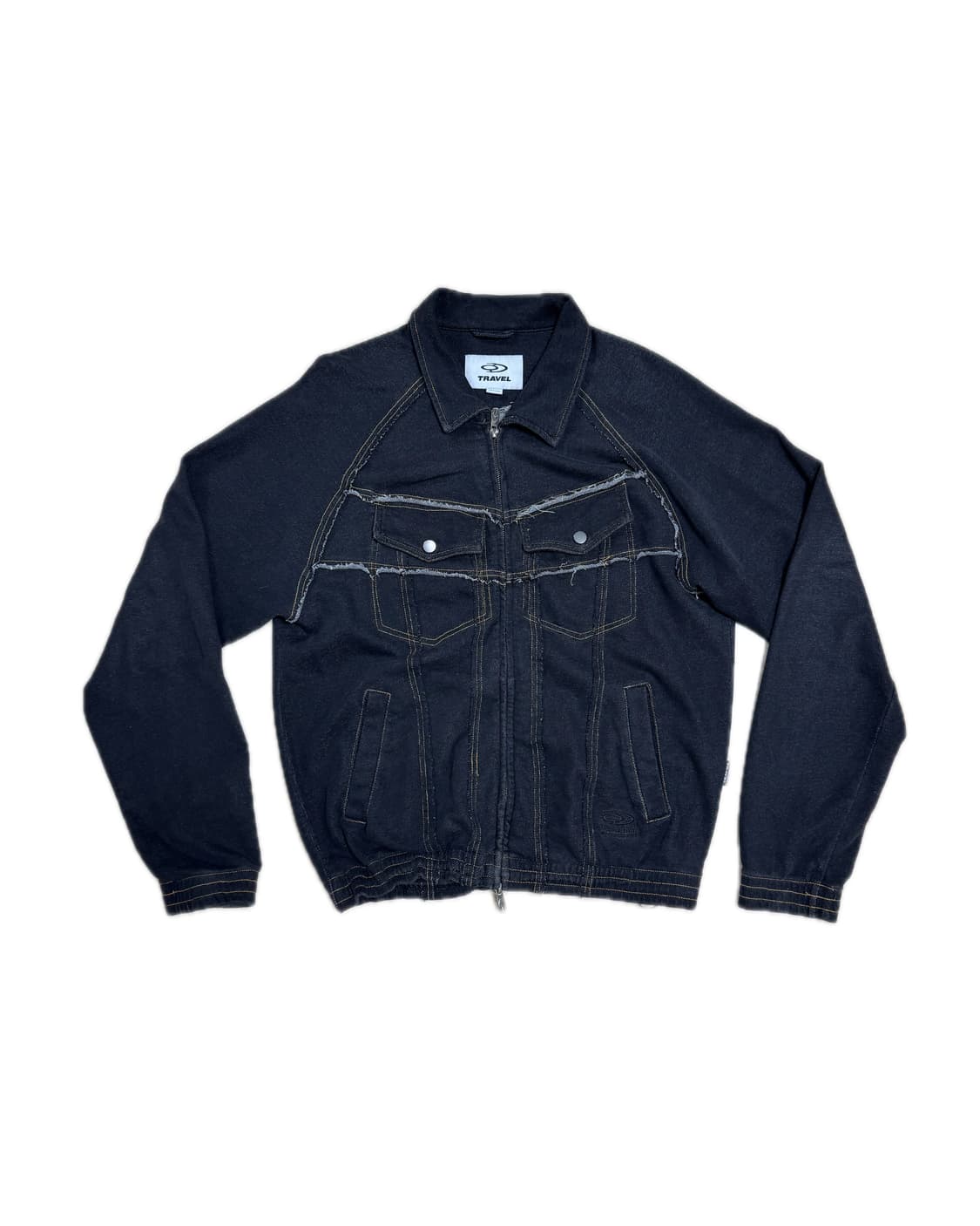 TRAVEL black cutted zip-up jacket 상품이미지1