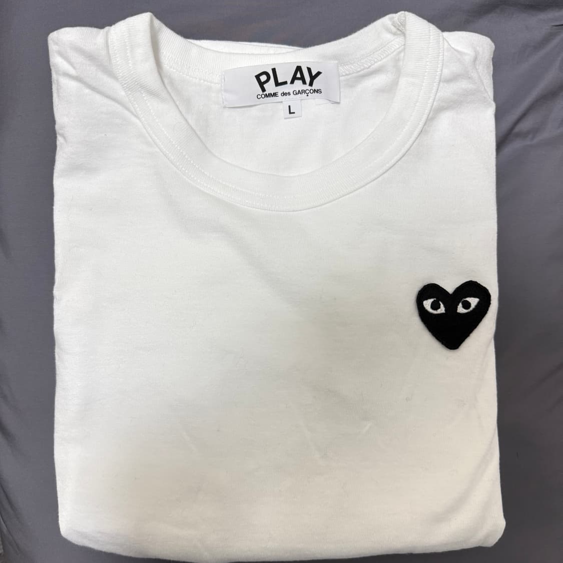 (W) 플레이 꼼데가르송 블랙 하트 롱슬리브 티셔츠 화이트 L사이즈 상품이미지8