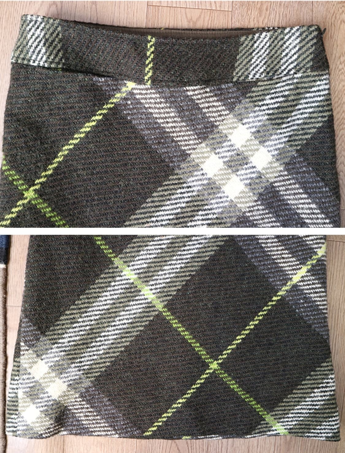 일본판 BURBERRY 버버리 런던 울100% 두툼한 체크 트위드 스커트 상품이미지2