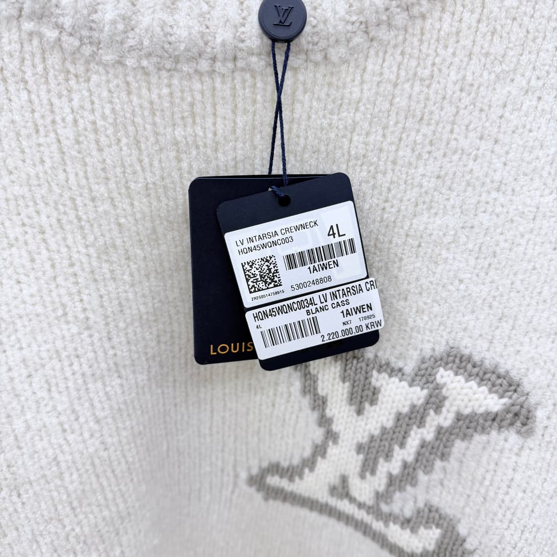 [미사용/3XL] 25FW 루이비통 LV 인타르시아 크루넥 니트 아이보리 상품이미지8