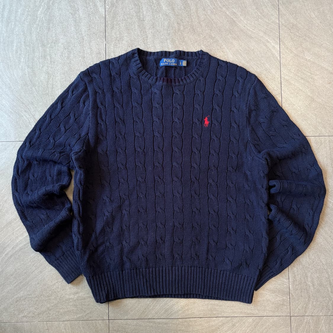 폴로 정품 네이비 케이블 꽈배기 니트  상품이미지1