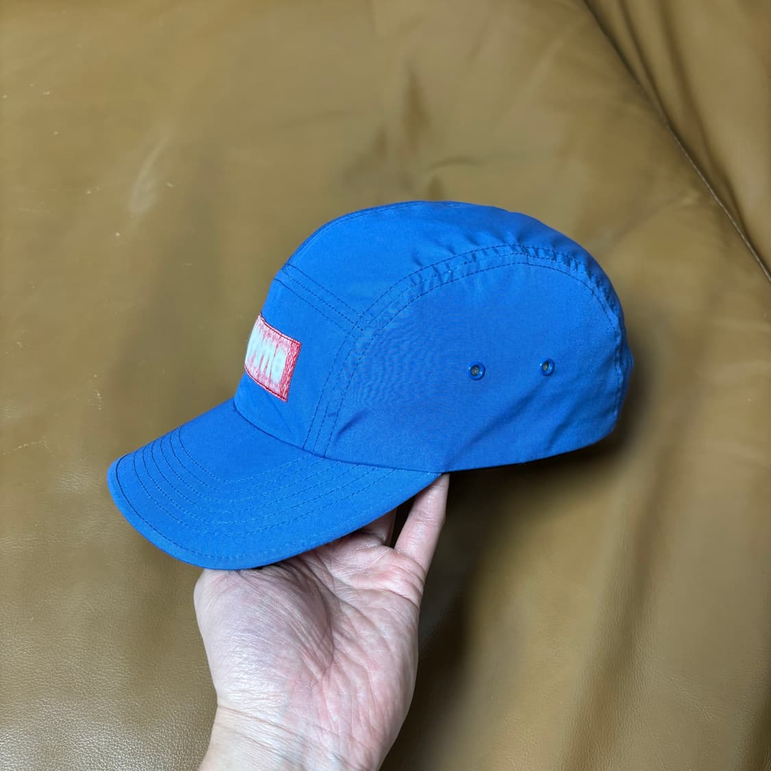슈프림 캠프캡 모자 박스로고 리버스드 라벨 로얄 블루 상품이미지4