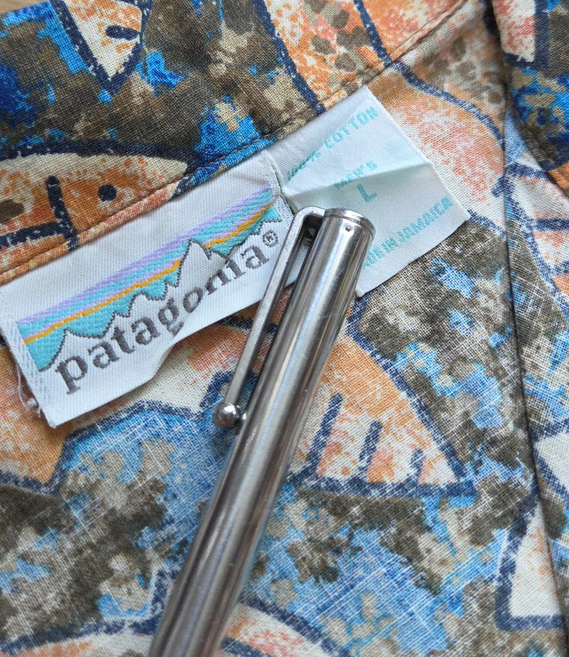 (L)파타고니아 90s vtg 하와이안 셔츠 물고기 패턴 파타로하 하프 상품이미지4
