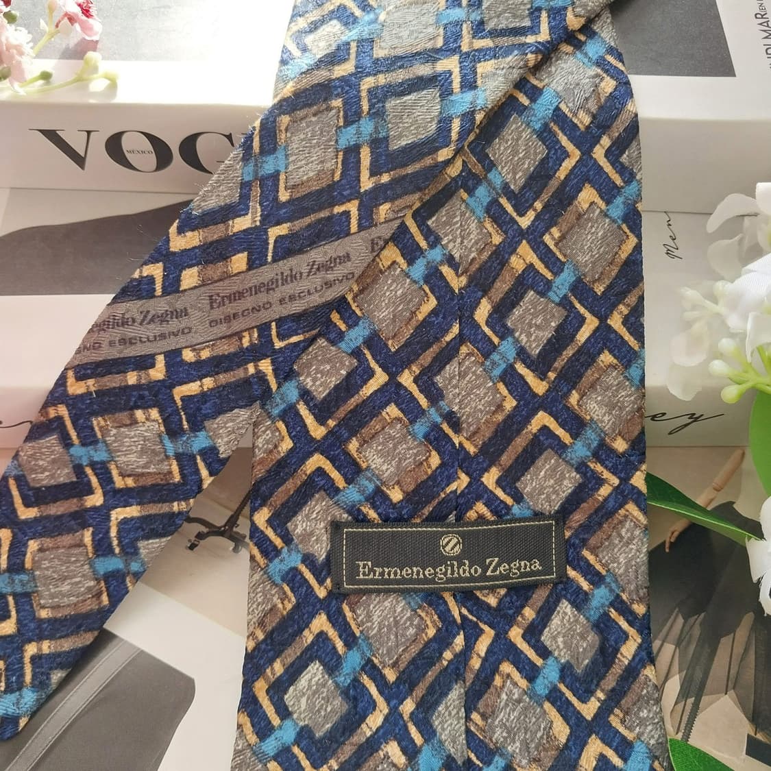 에르메네질도 제냐 실크 그레이 패턴 넥타이 9.9cm A+등급 K1818 상품이미지6