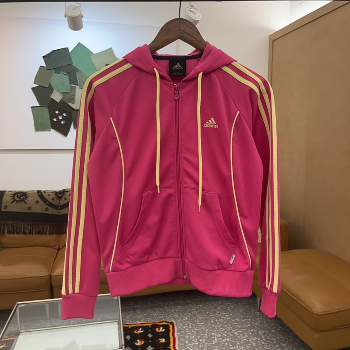 아디다스 Y2K 핑크옐로우 트랙탑 져지 후드 집업 90 C06694 상품이미지3