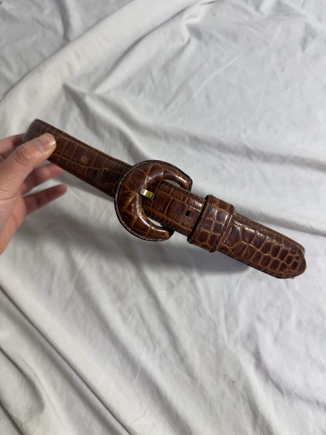 빈티지 크로커다일 레더 벨트 상품이미지1