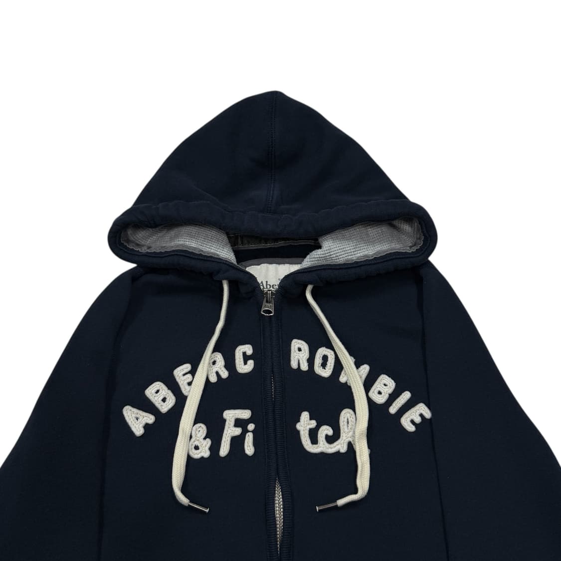 아베크롬비 빈티지 Y2K 스펠로고 딱붙핏 기모 후드집업 자켓 네이비 S 상품이미지2