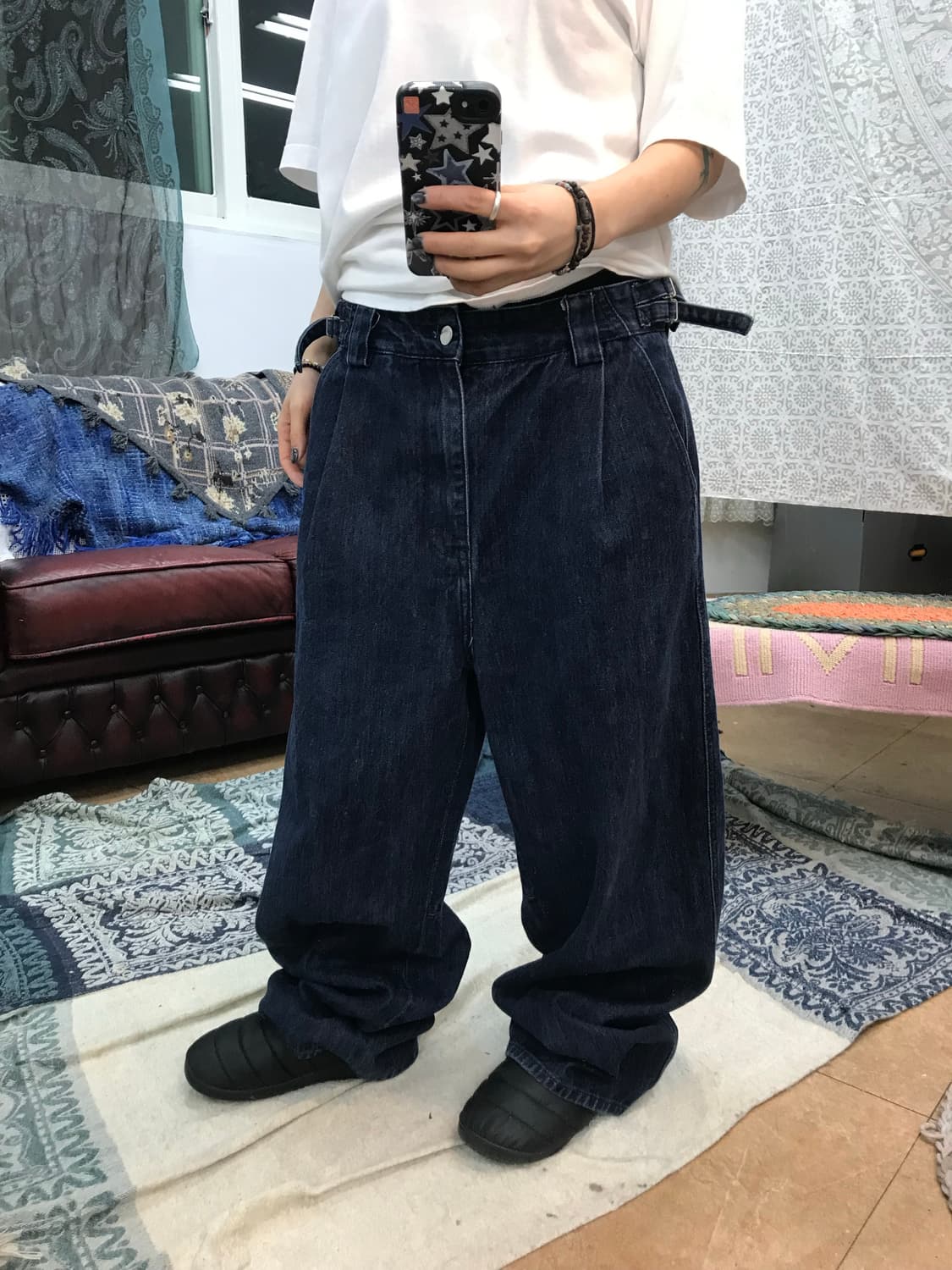 인템포무드 핀턱 생지 데님팬츠  상품이미지1