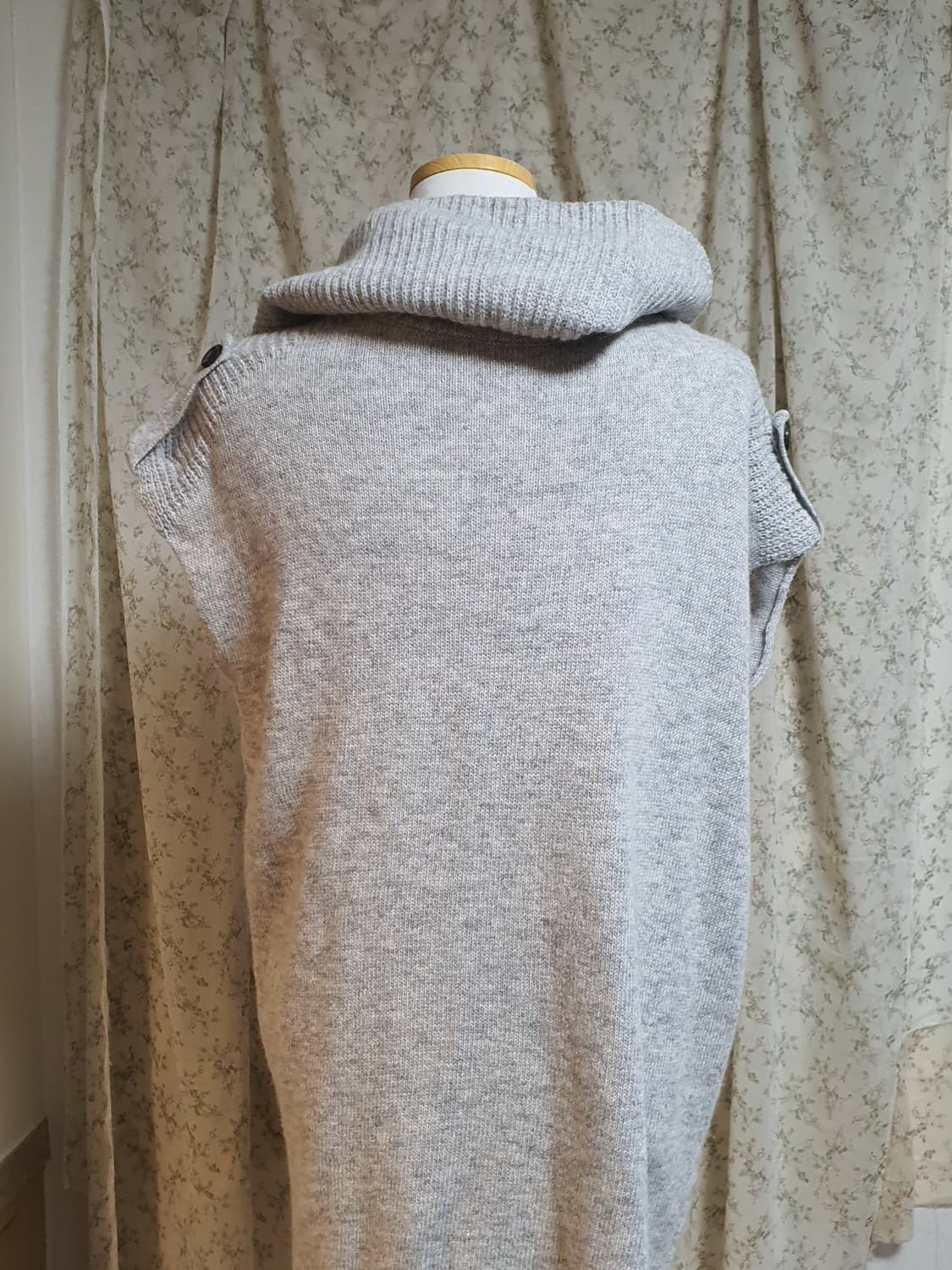 [빈티지] 후드 니트 롱 조끼 그레이 상품이미지3