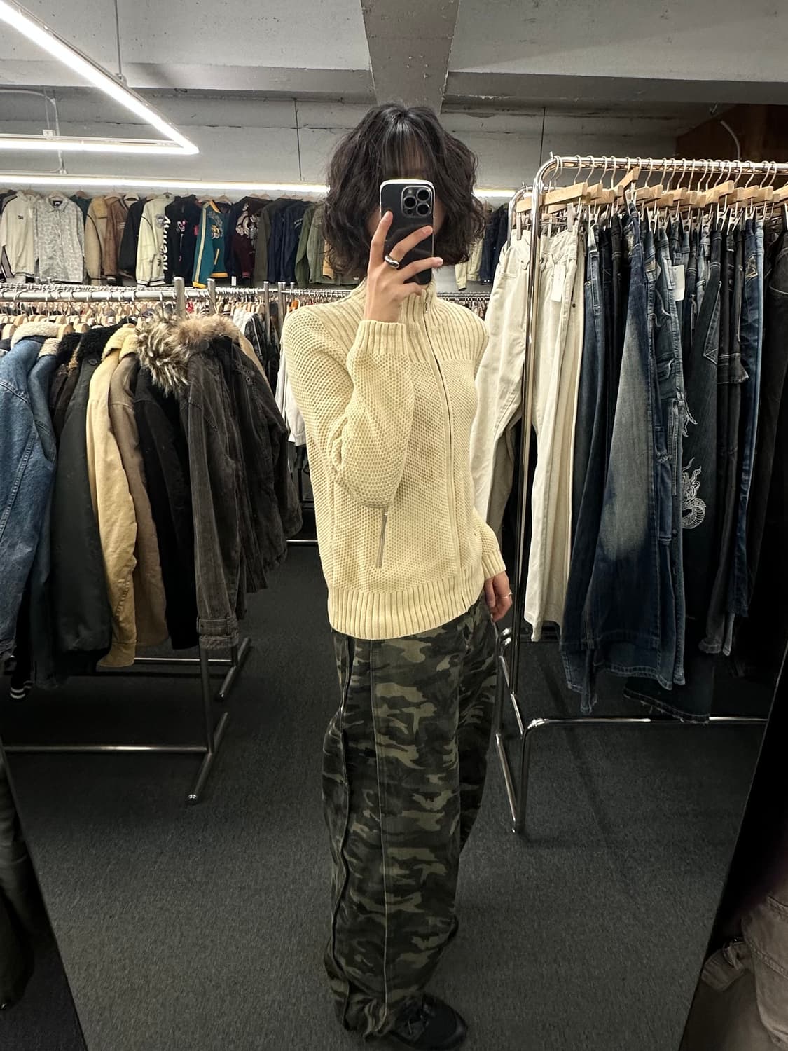 XL)Japanese vintage 유니클로 여성 와플 니트집업 가디건 상품이미지1