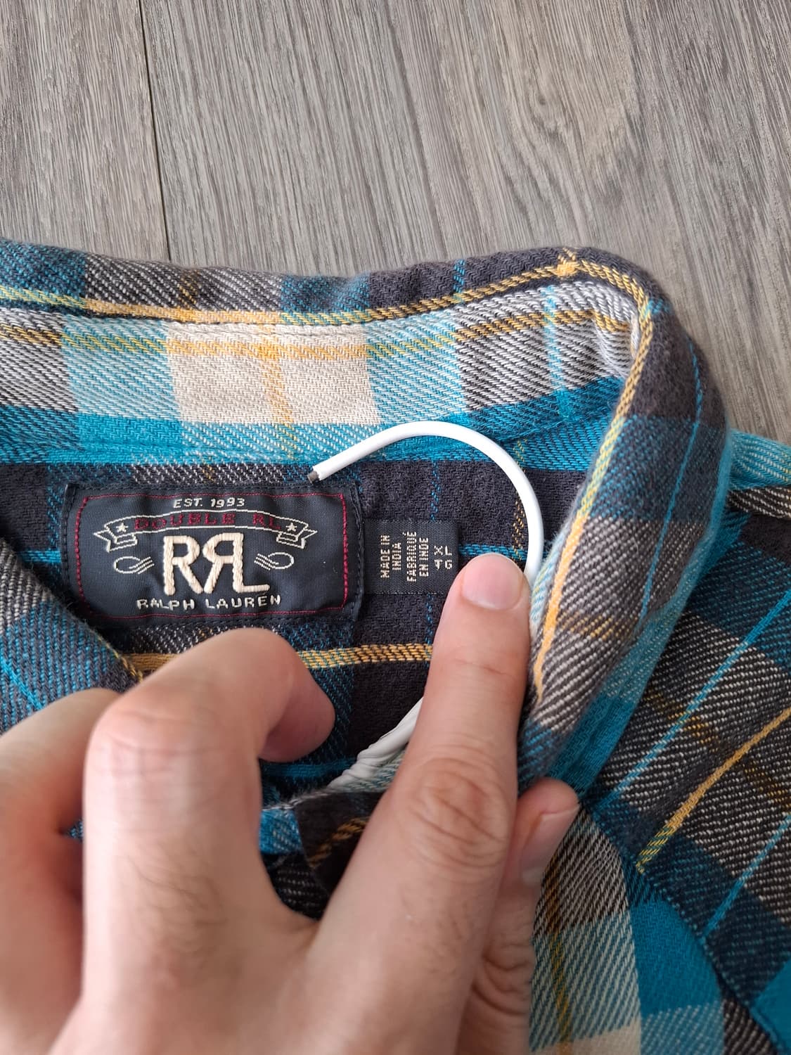 XL RRL 슬림핏 더블알엘 버팔로 스냅 블루 체크 웨스턴 셔츠 상품이미지4