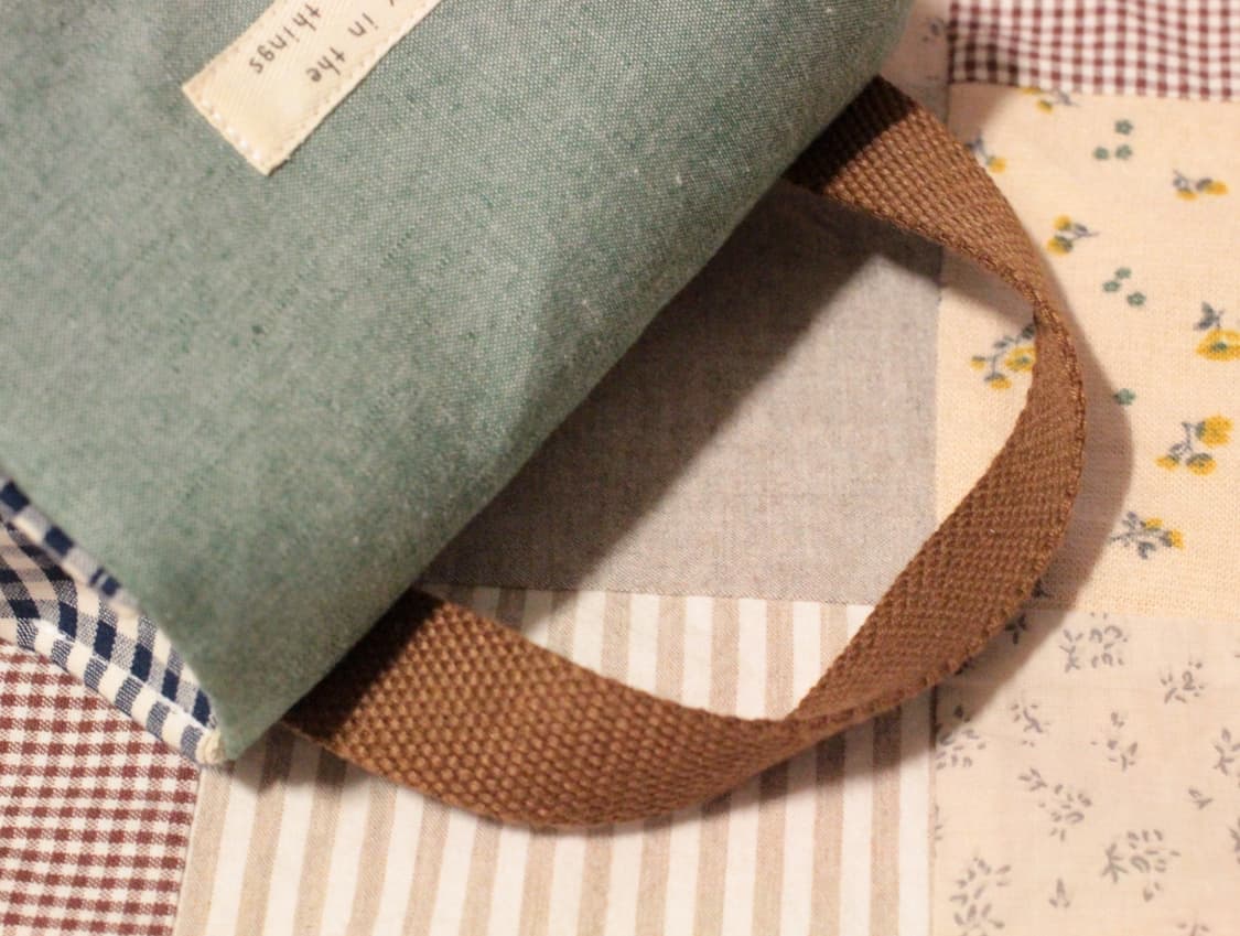 핸드메이드 손잡이 네이비체크 박스 파우치 상품이미지8