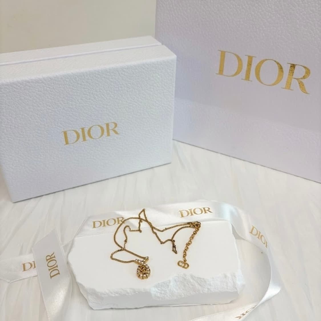 👑[눈부심주의] 디올 빈티지 라인스톤 CD 드롭 목걸이 상품이미지3