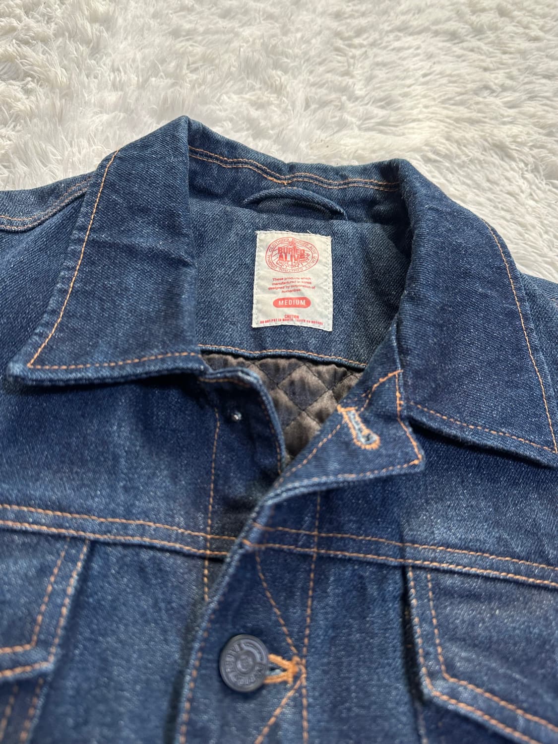 베리드얼라이브 데님 가죽 배색 자켓 M 상품이미지9