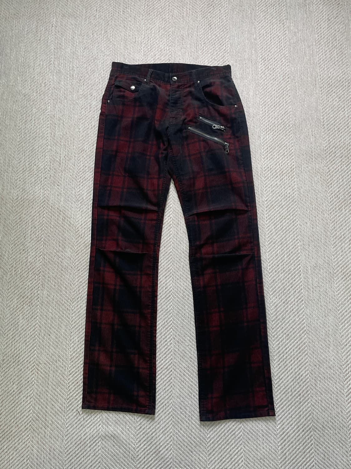 빈티지 타탄 체크 더블 지퍼 포켓 팬츠 J04098 상품이미지1