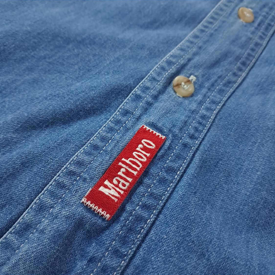 CK977 XL 말보로 90s 미국판 레드탭 중청 데님 셔츠 상품이미지5