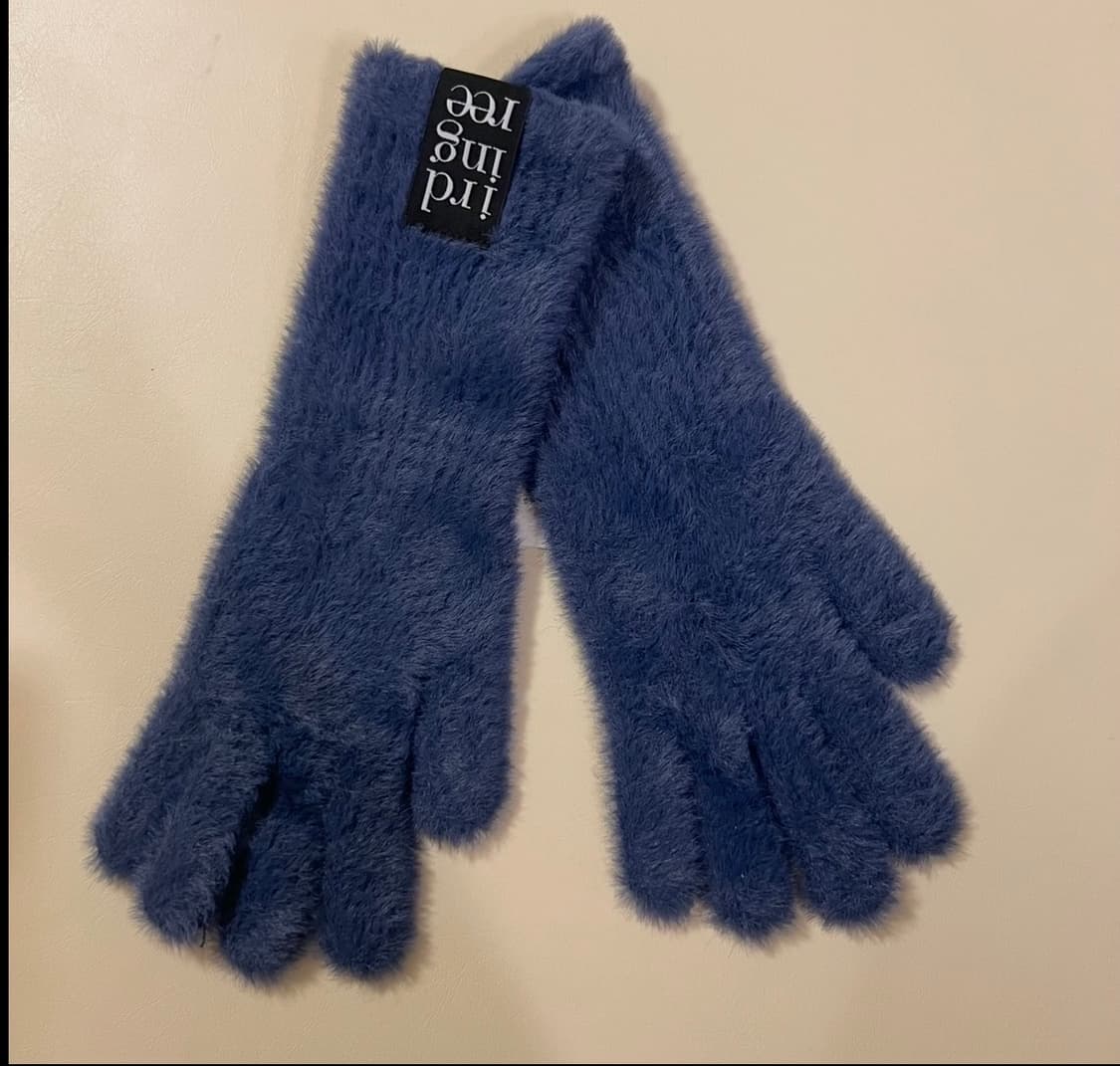 새상품) 트리밍버드 퍼 글로브 장갑 블루 상품이미지1