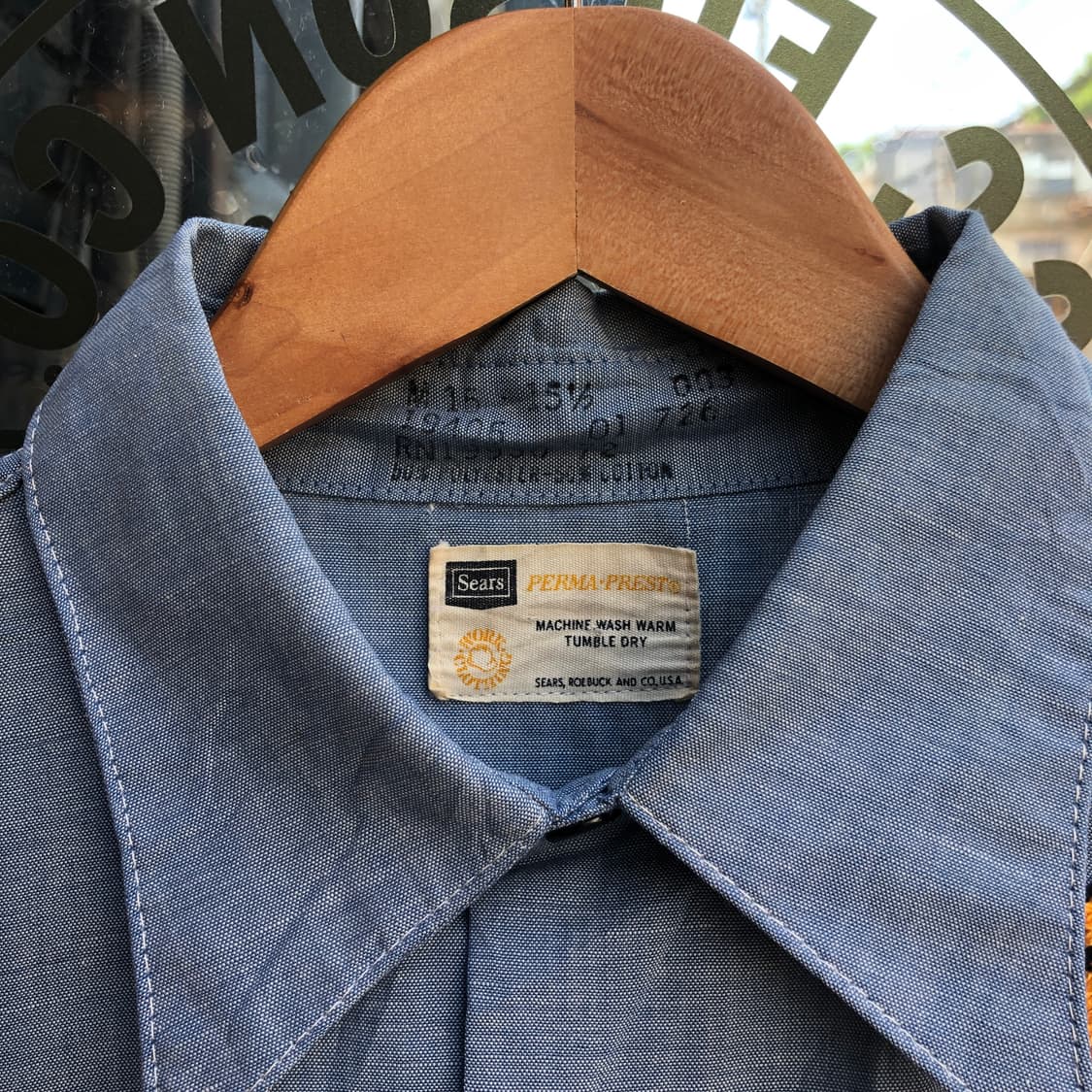 70s Sears chambray shirt-M 상품이미지5