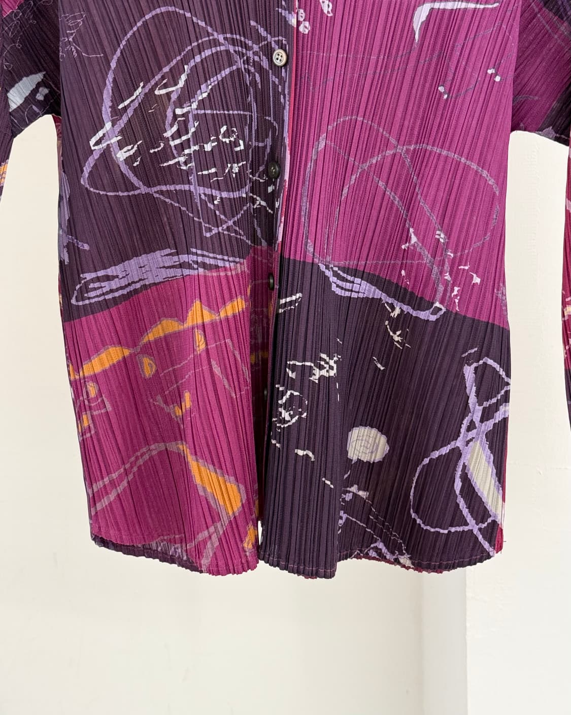 플리츠 플리즈 퍼플 핑크 패턴 버튼 자켓 상품이미지5