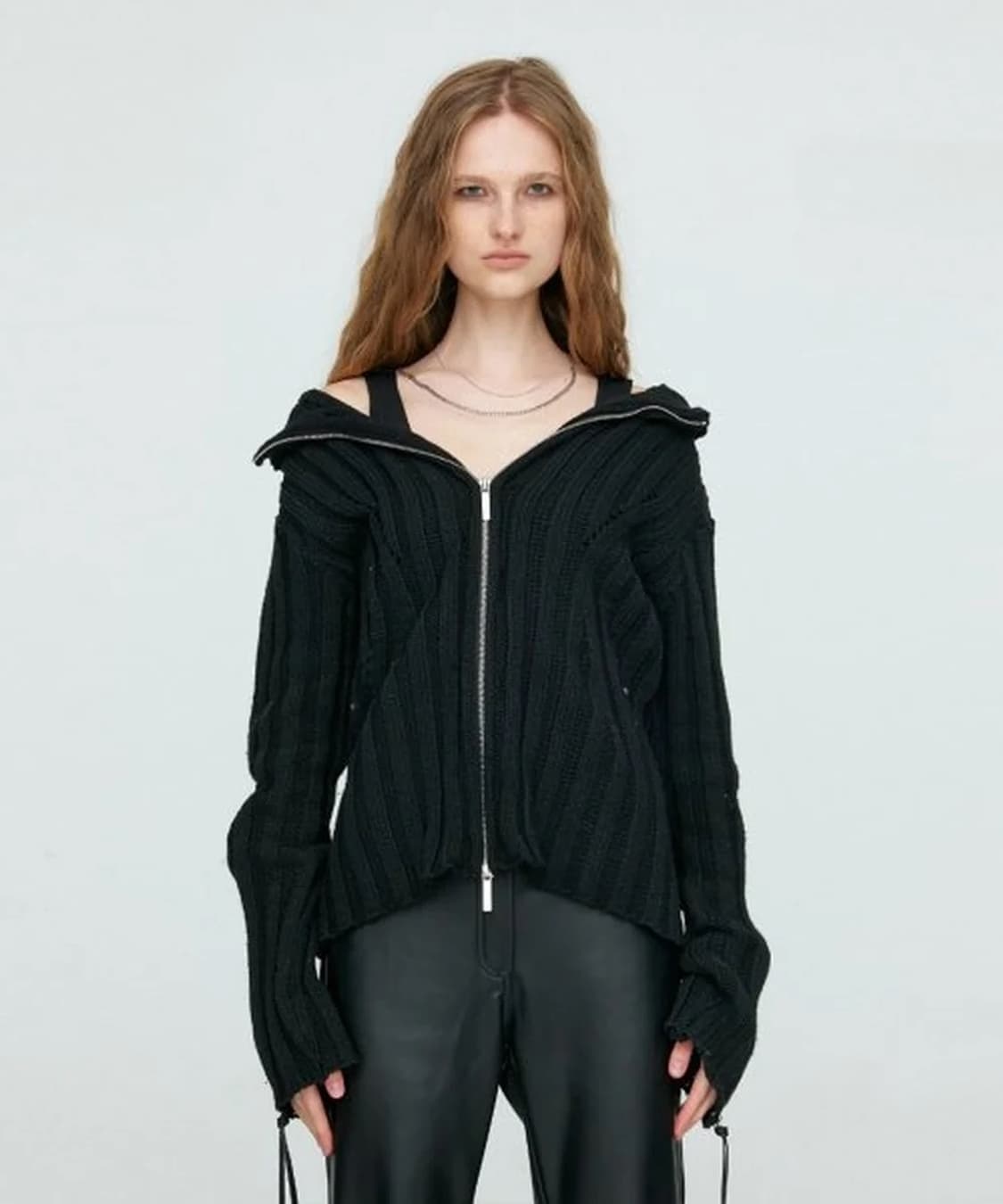 NACHE KNIT ZIP-UP BLACK 상품이미지4