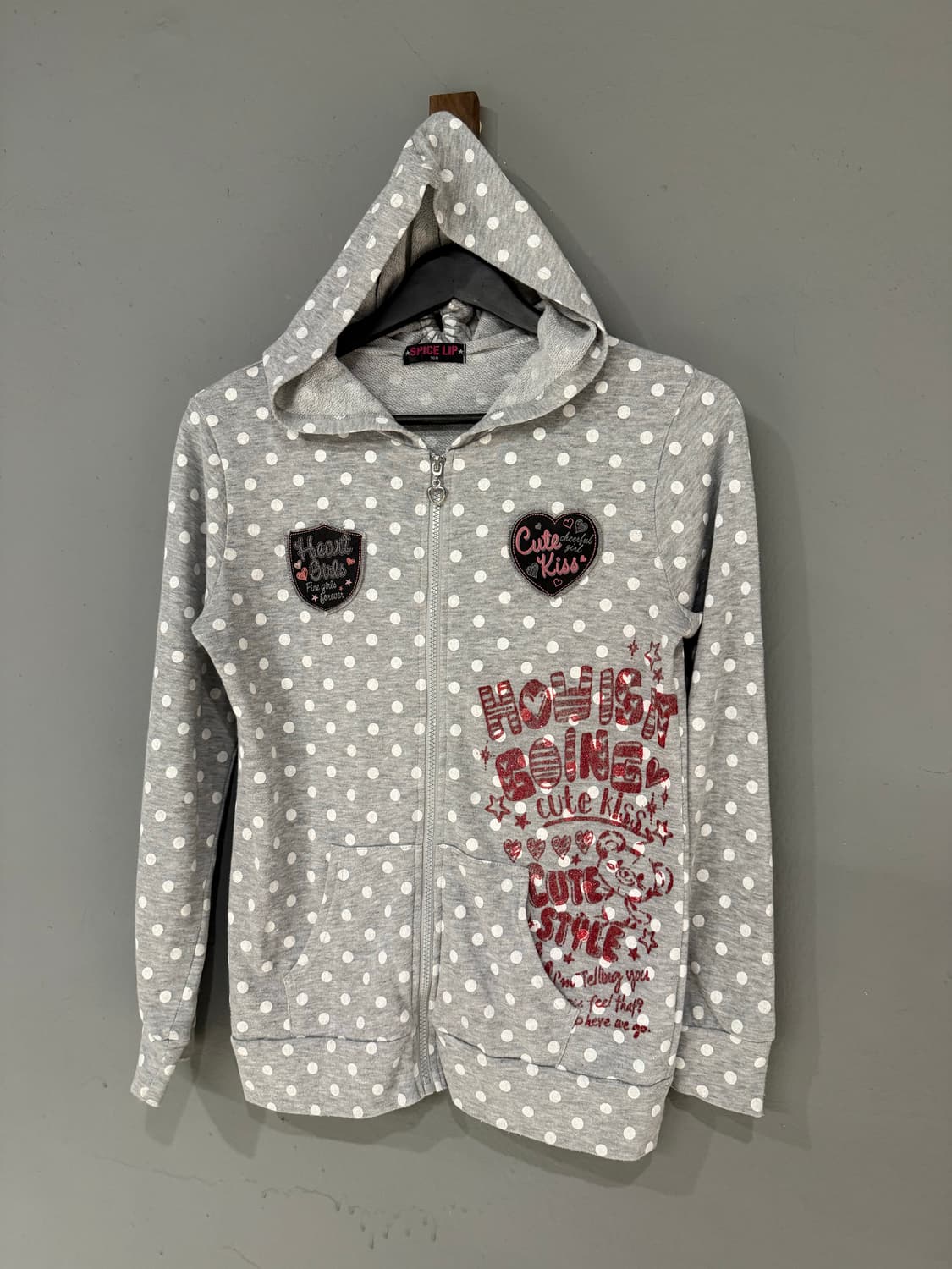 dot pattern kawaii printing hood zip-up 상품이미지4