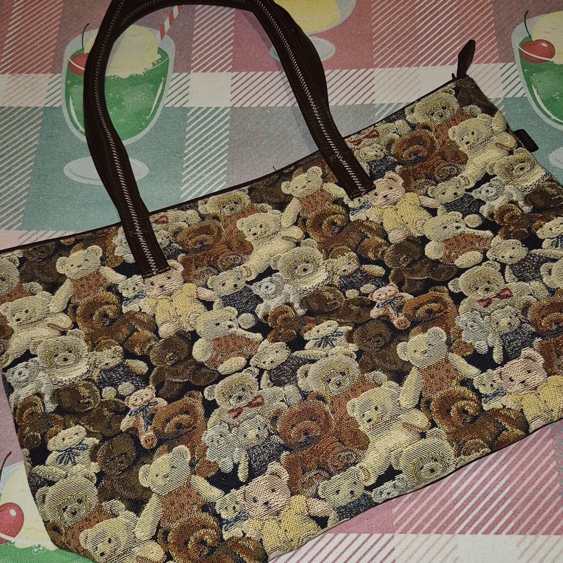 90s 야마토야 테디베어 고블랭 엔틱 쇼퍼백 상품이미지9