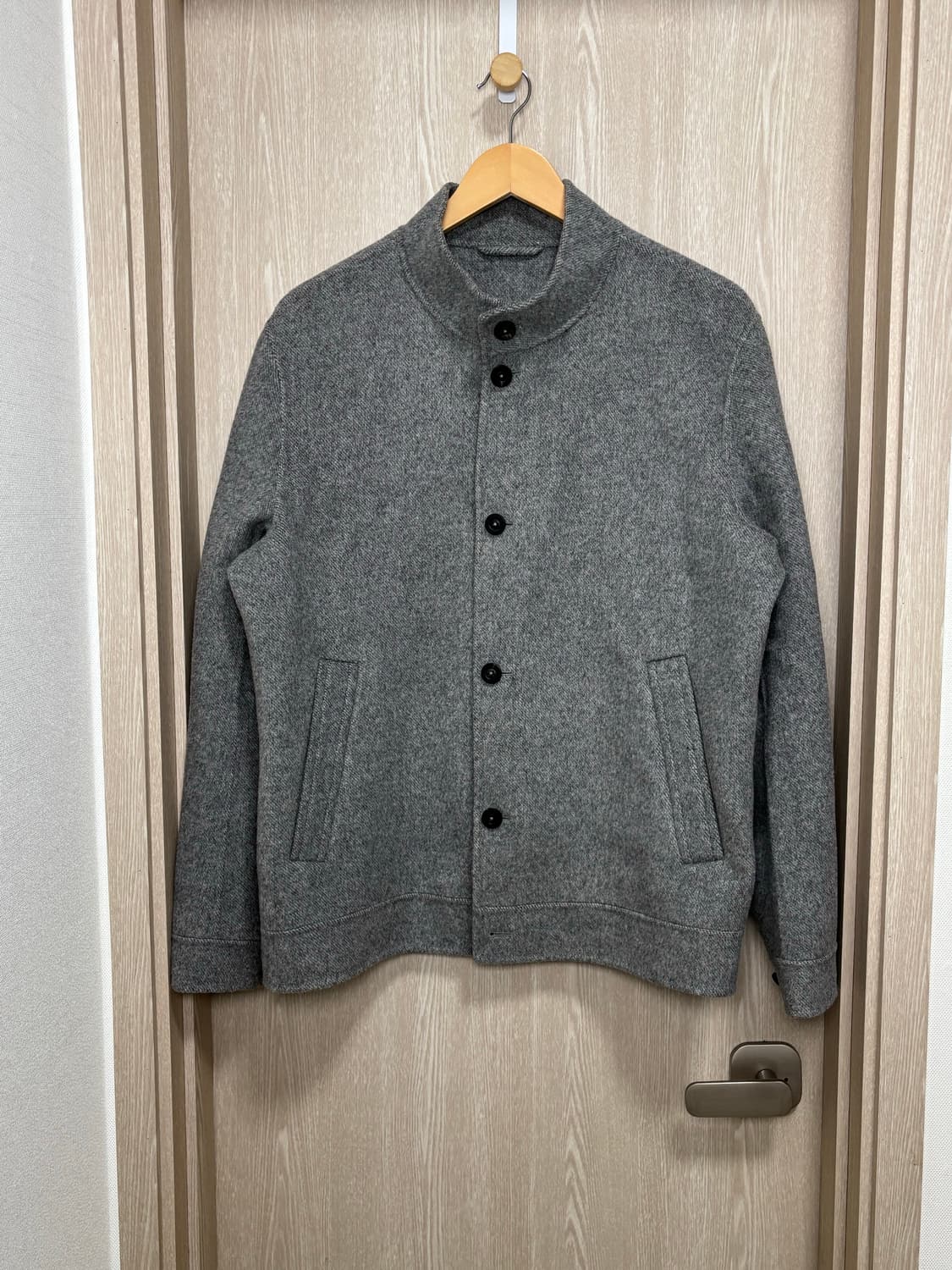 마시모두띠 엑스트라파인 울 풀버튼 하프코트자켓L/멜란지그레이 상품이미지1