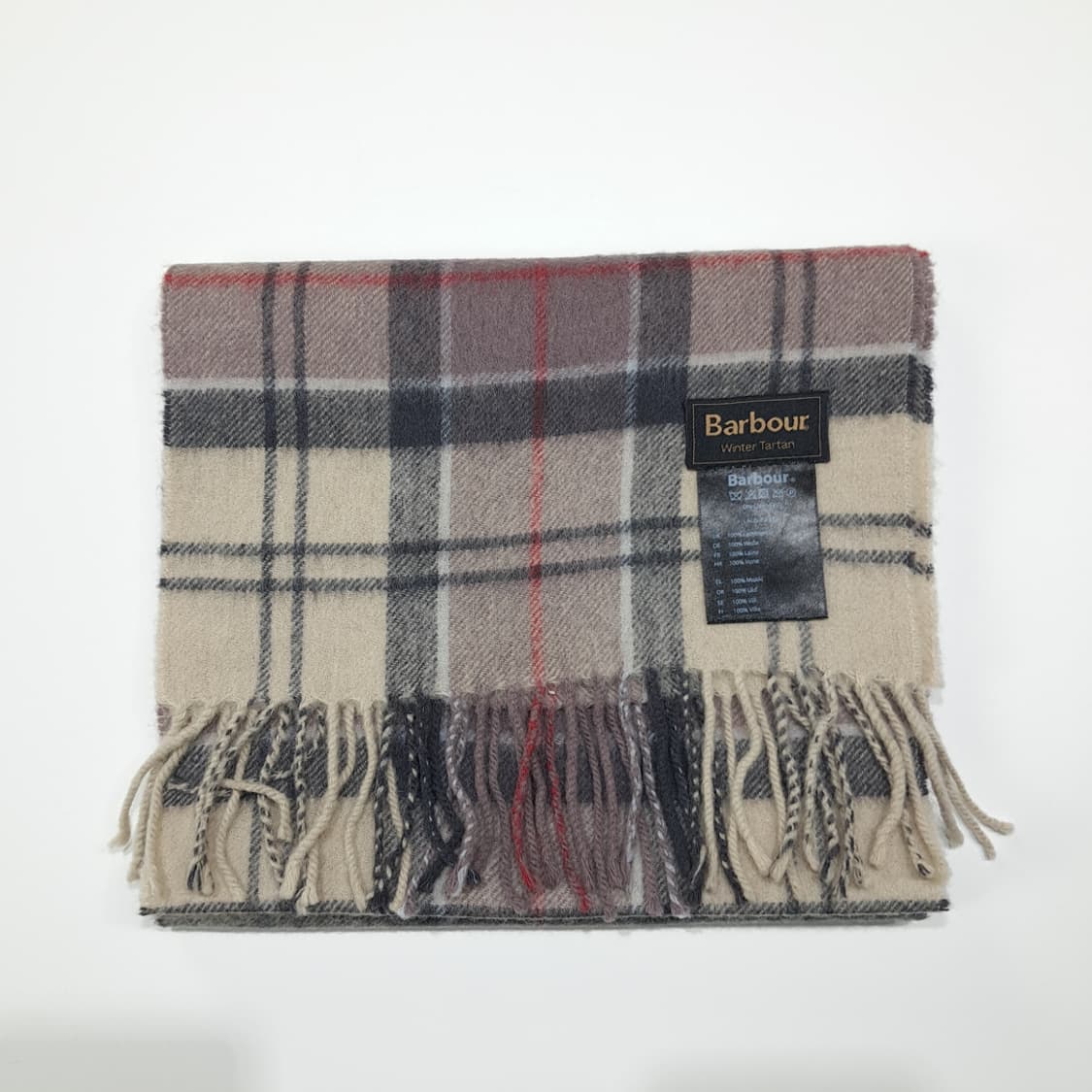 MX588 바버 램스울 윈터타탄 체크 베이지 머플러 목도리 상품이미지6