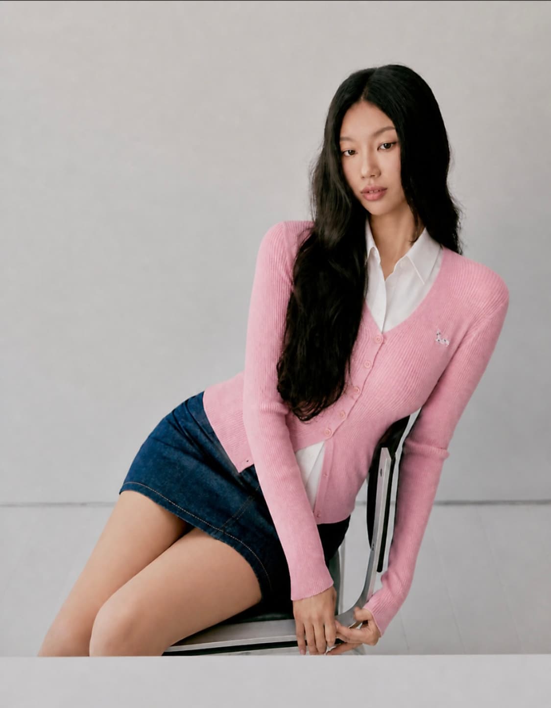 (새상품) 메종키츠네 핑크 립 가디건 xs 상품이미지2