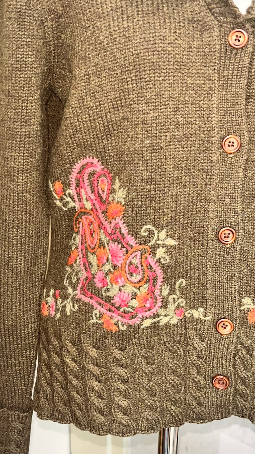 케미컬시스터즈 빈티지 올리브 자수 니트가디건 상품이미지2