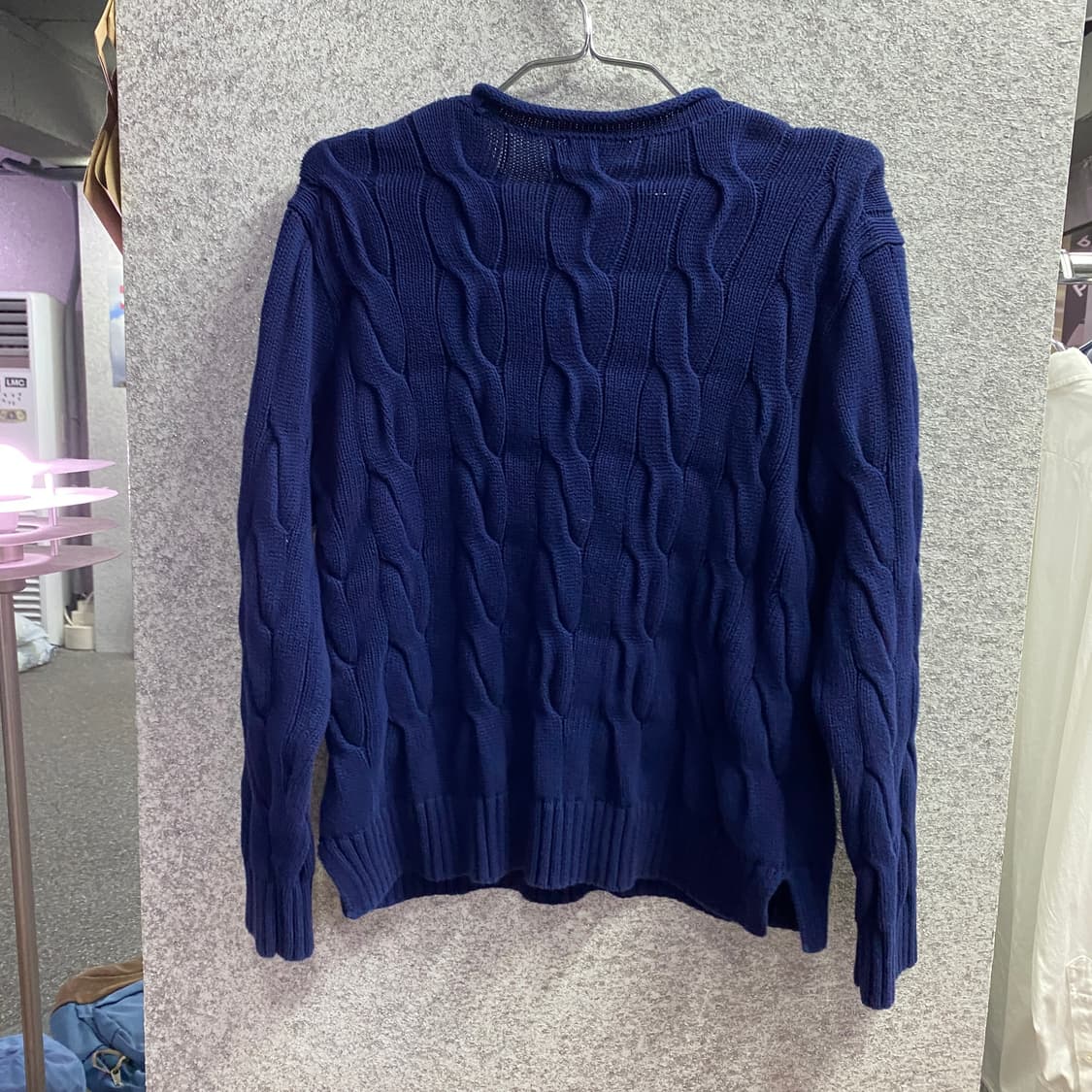 폴로 랄프로렌 네이비 라운드 꽈배기 니트 B4579 상품이미지4