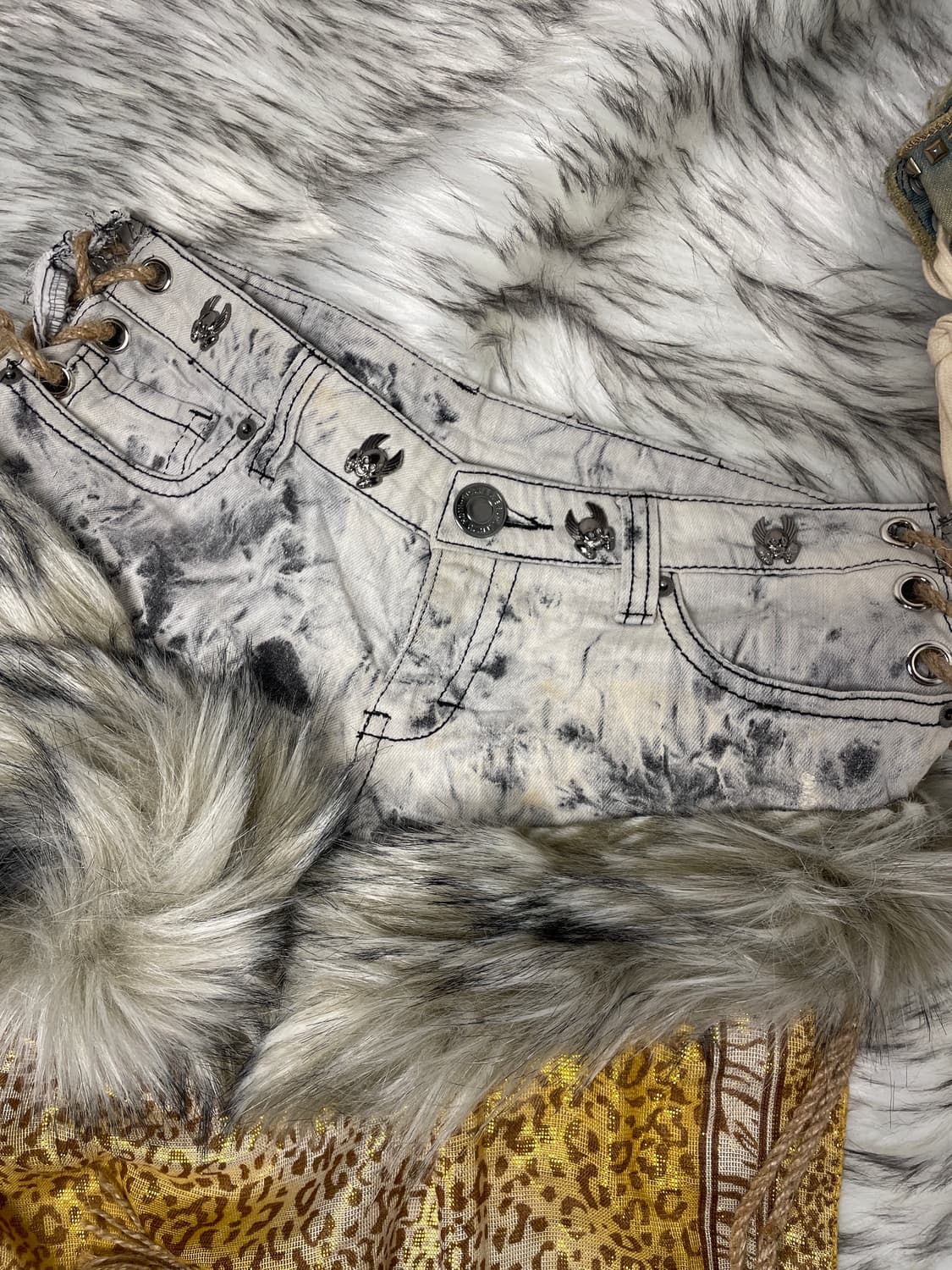 빈티지 커스텀 로우라이즈 퍼팬츠 쇼츠 상품이미지2