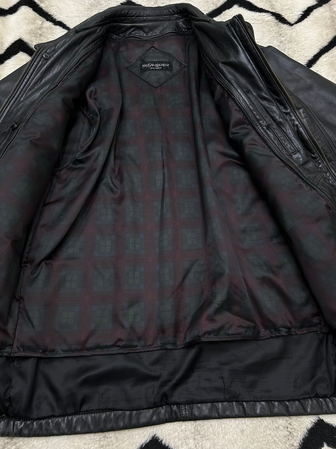 [실측XL]YSL 90s 빈티지 양가죽 사파리 자켓/블랙 상품이미지4