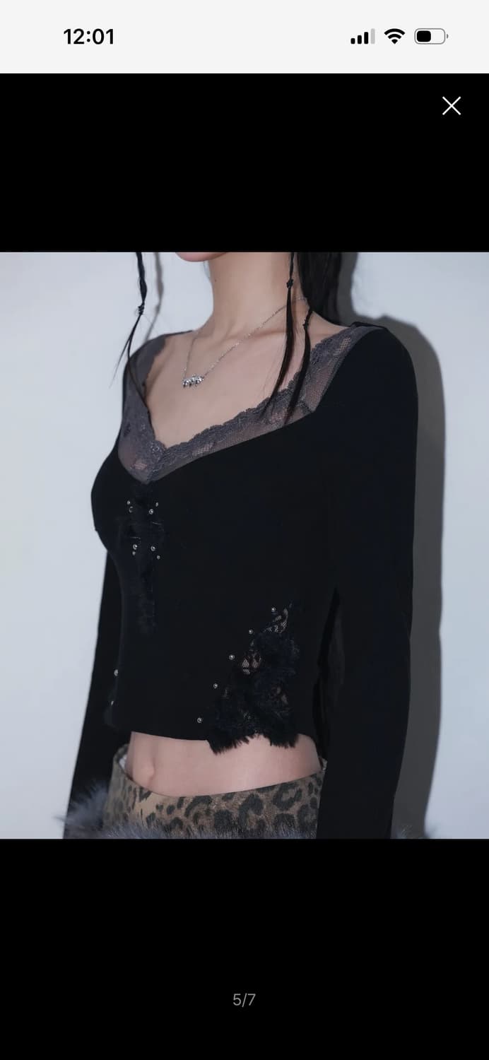 체리퀴리 cross patch lace sleeve 새상품 상품이미지2
