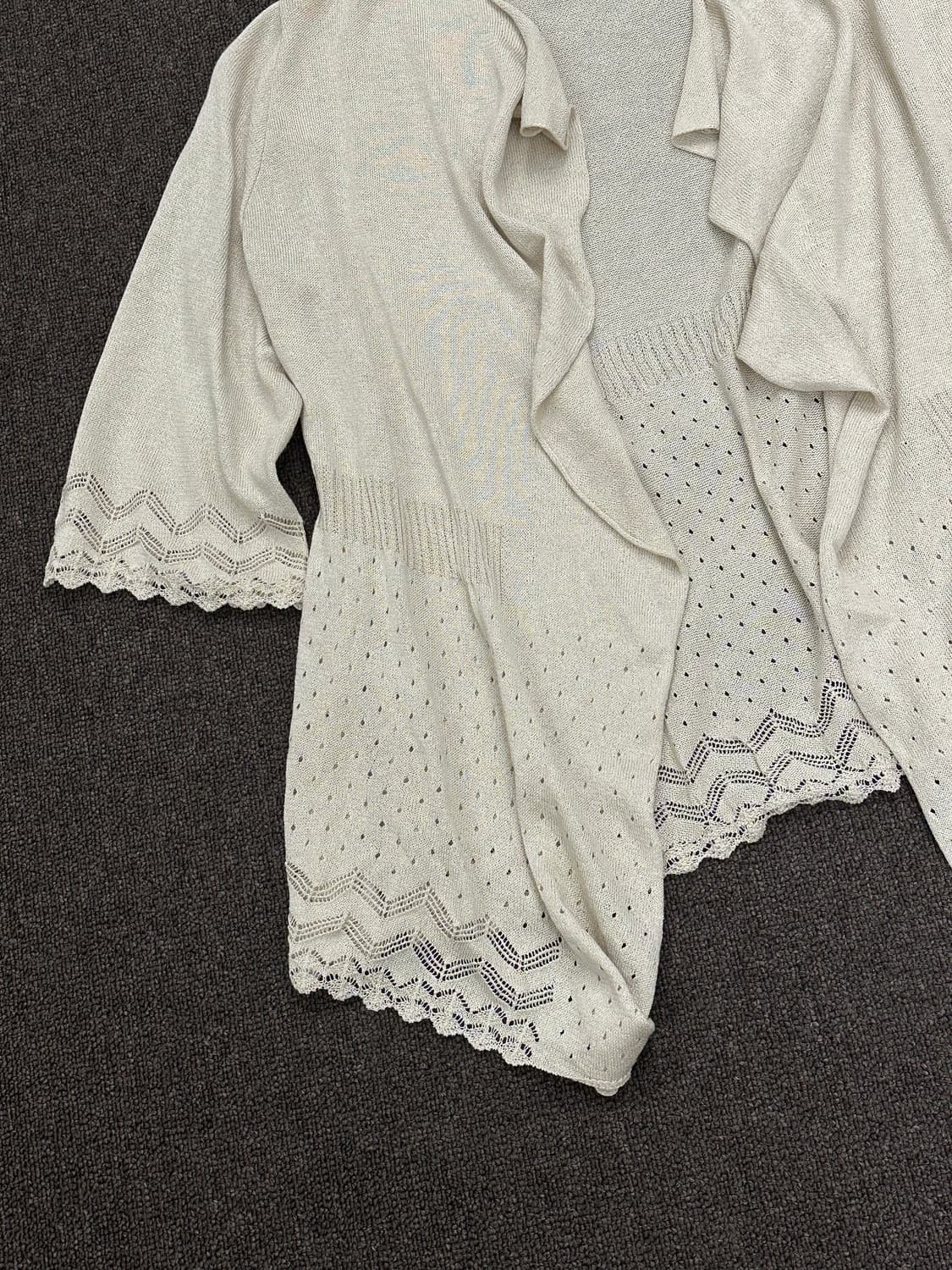 OS)Japanese vintage 여성 레이스 아이보리 니트 가디건 상품이미지3