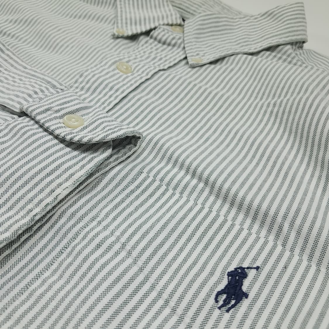 CL940 L 폴로 90s 빅셔츠 세이지그린 스트라이프 셔츠 상품이미지4