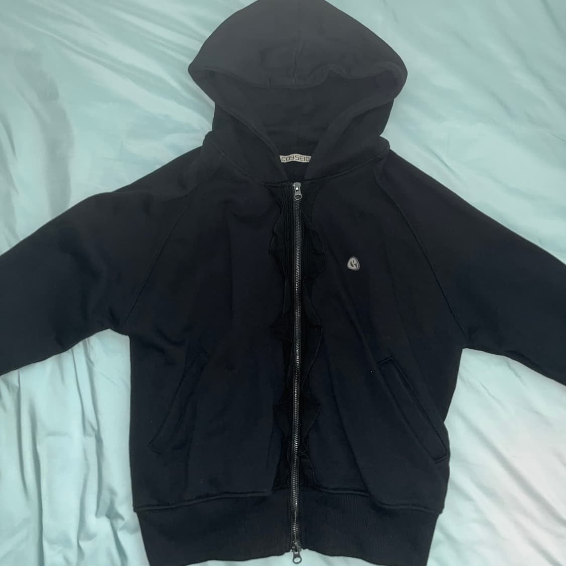 코이세이오 러플 레이스 후드집업 블랙 상품이미지3