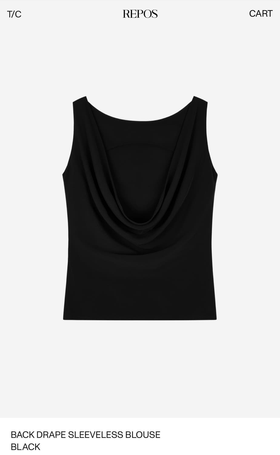 리포스) Back Drape Sleeveless Blouse BK M 상품이미지2