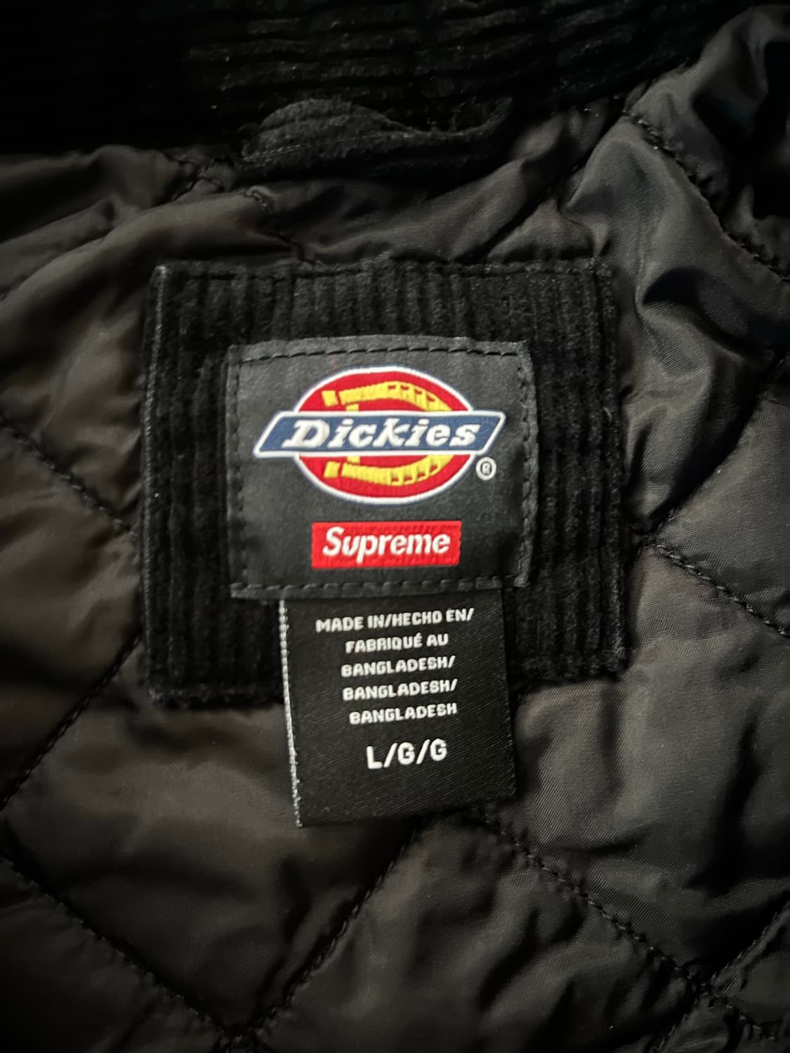 슈프림 X디키즈 블랙 코듀로이 워크자켓 상품이미지4