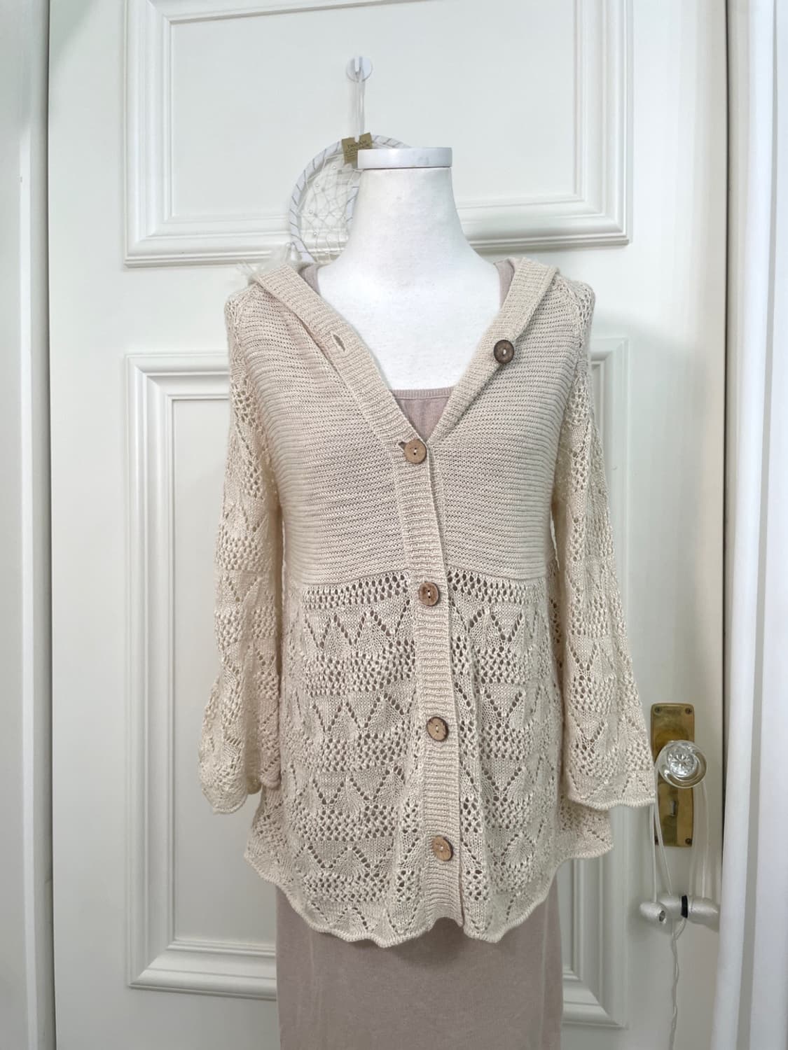 beige crochet mori hoodie cardigan&beige 상품이미지5