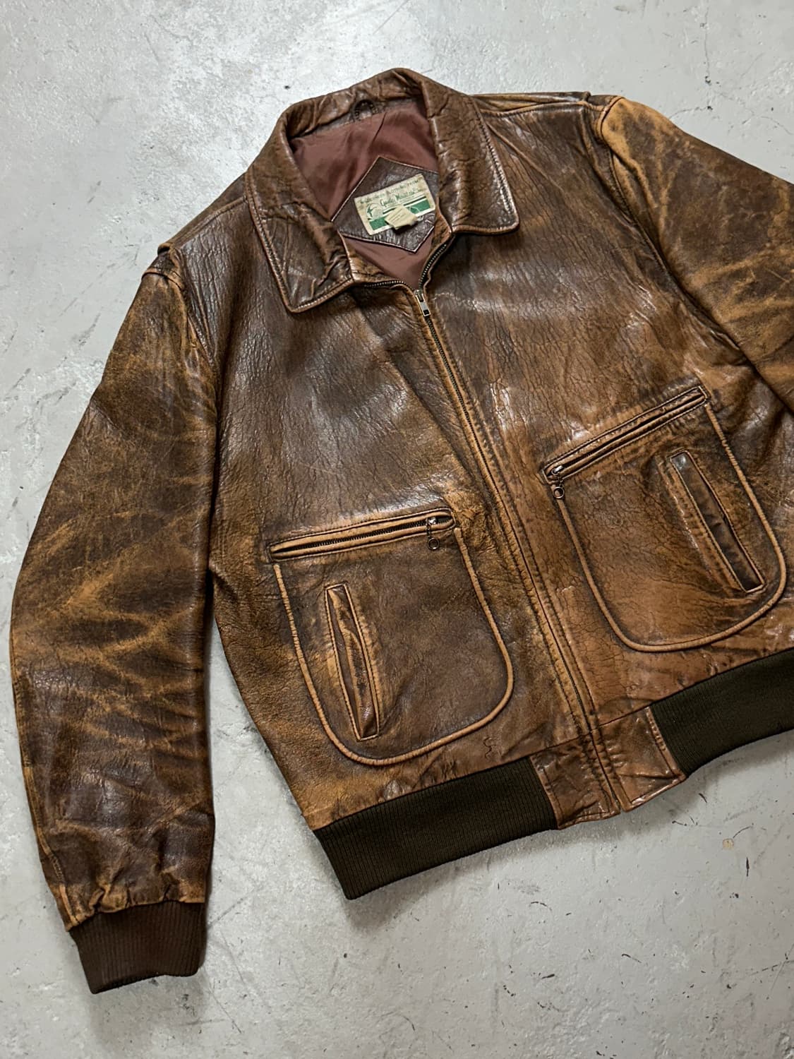 90's 빈티지 레더 봄버 자켓 빈티지 A2 디스 레더 자켓 상품이미지5
