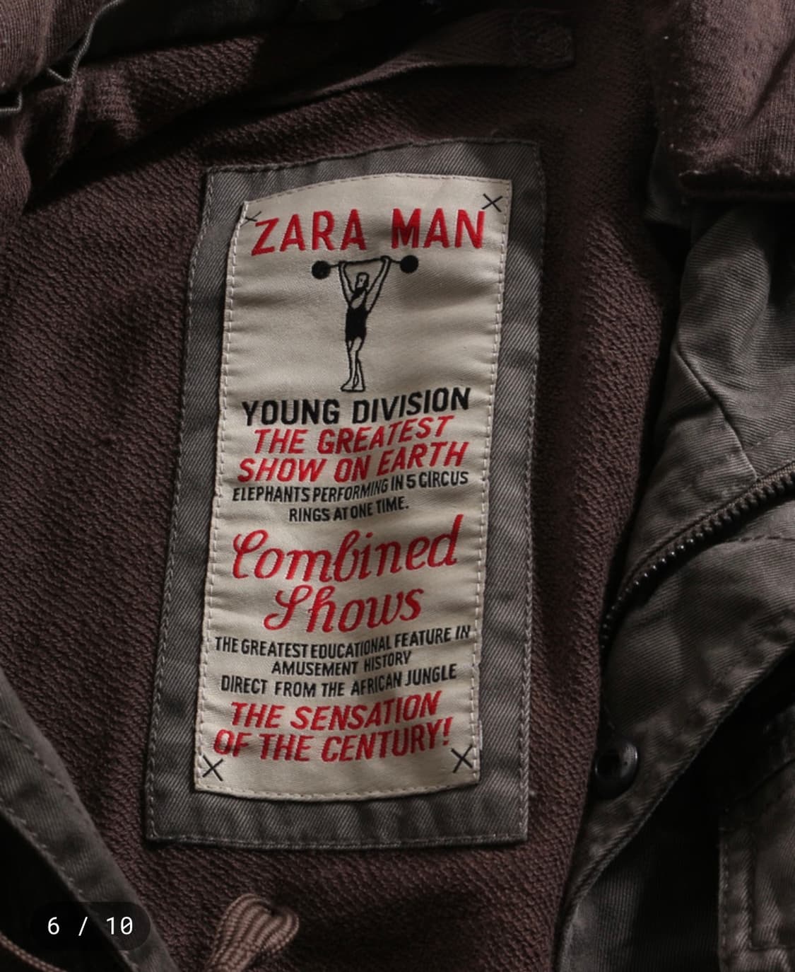 자라 ZARA 빈티지 후드 야상 자켓 카키 브라운 그런지 상품이미지6