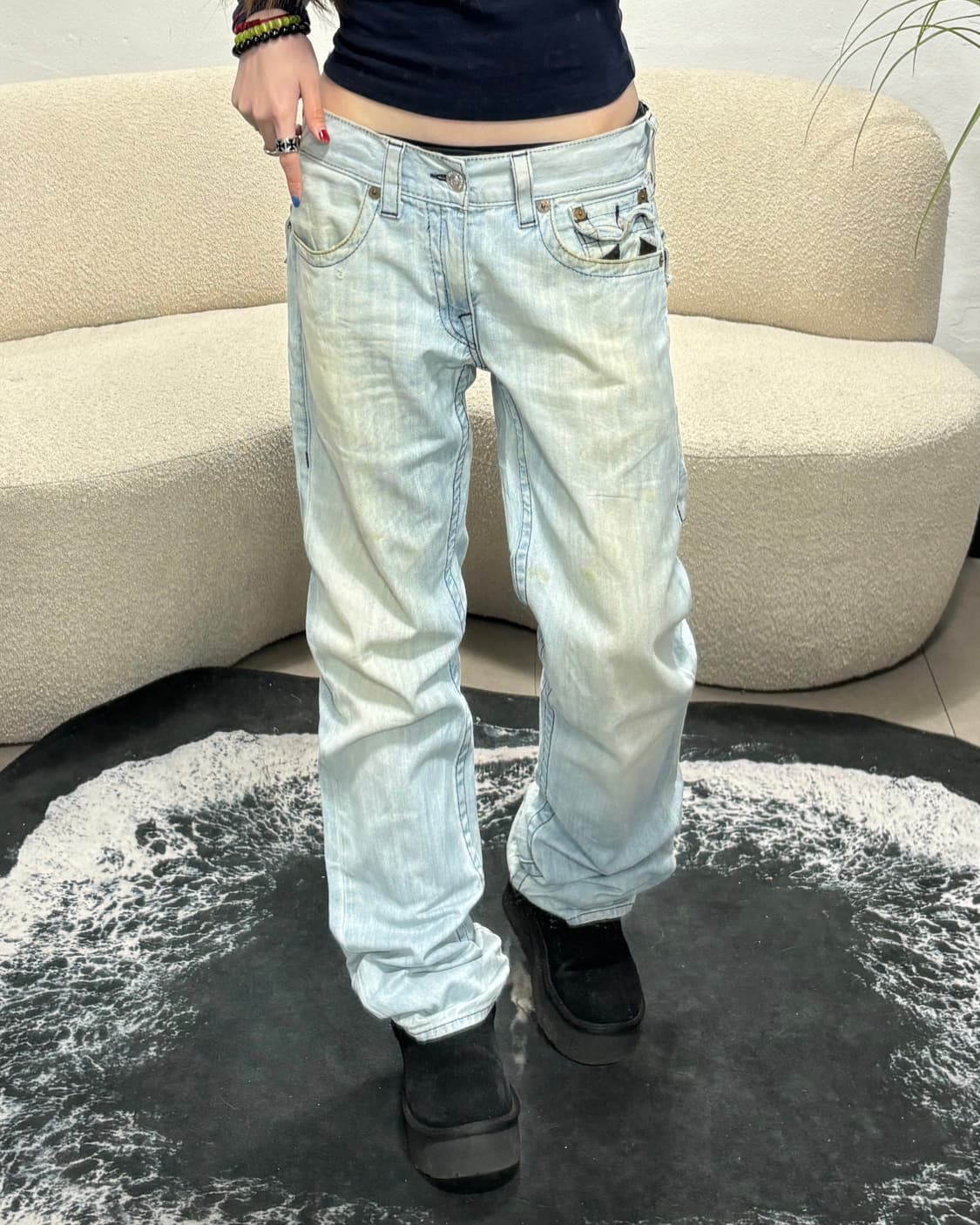 90s TRUE RELIGION 빅U 로고 스트레이트 데님 팬츠 상품이미지2