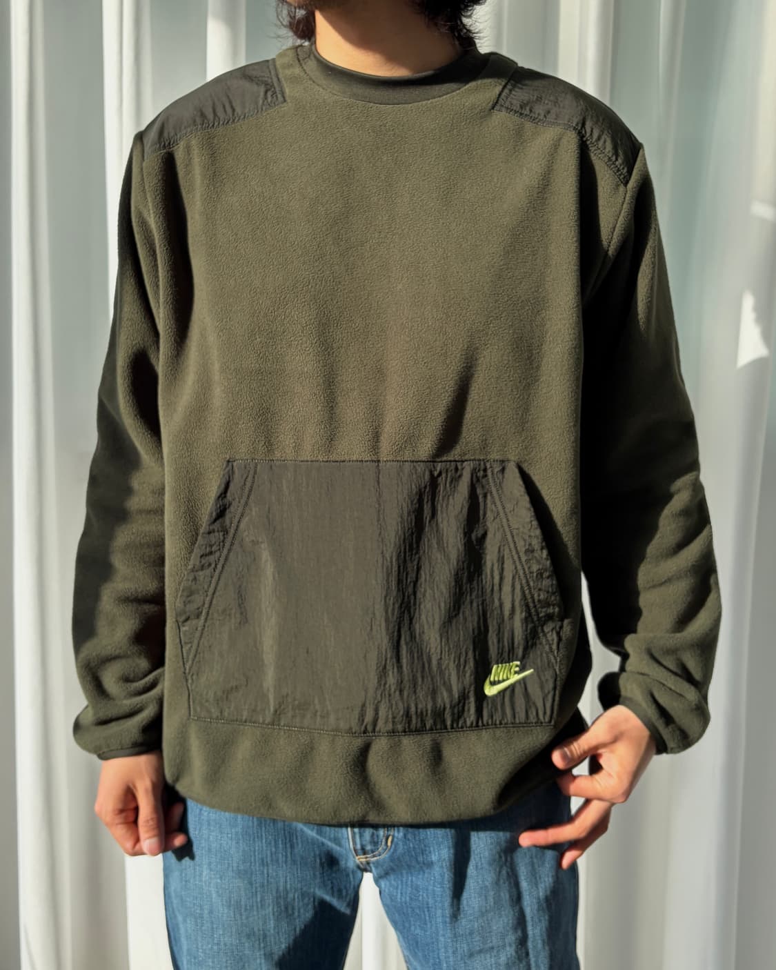 [XL]나이키 기모 플리스 크루넥 맨투맨 카키 상품이미지2