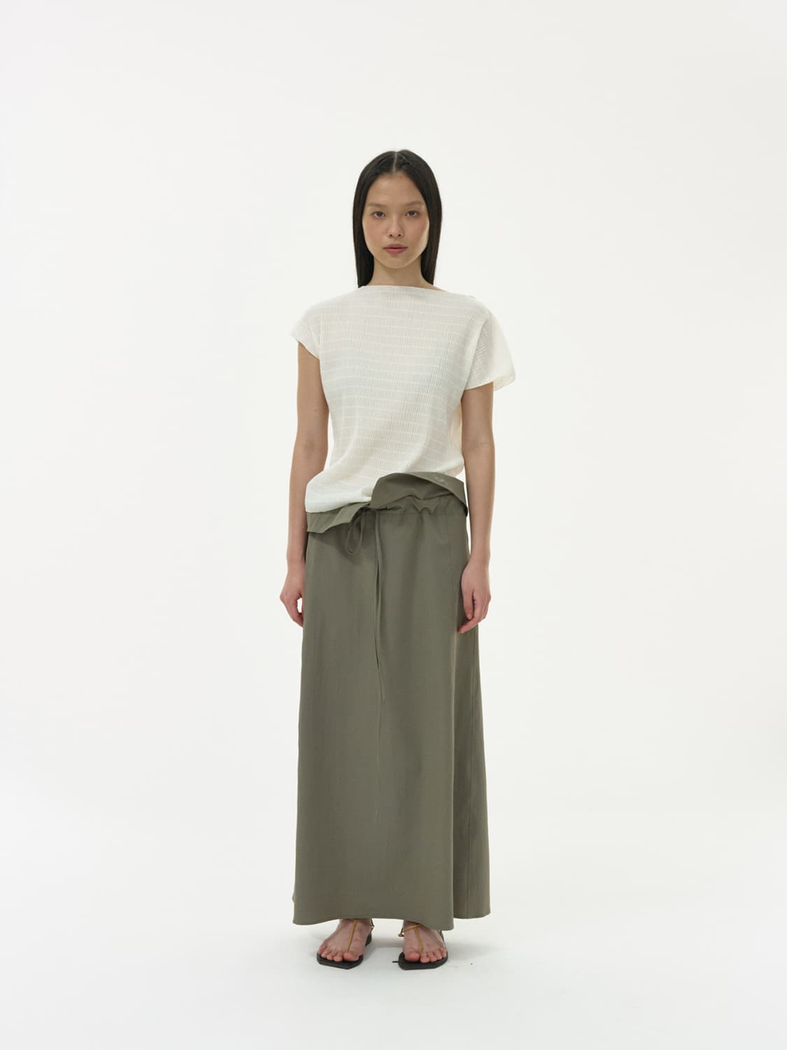 (새상품)리본빛 Loof Skirt 카키 상품이미지1
