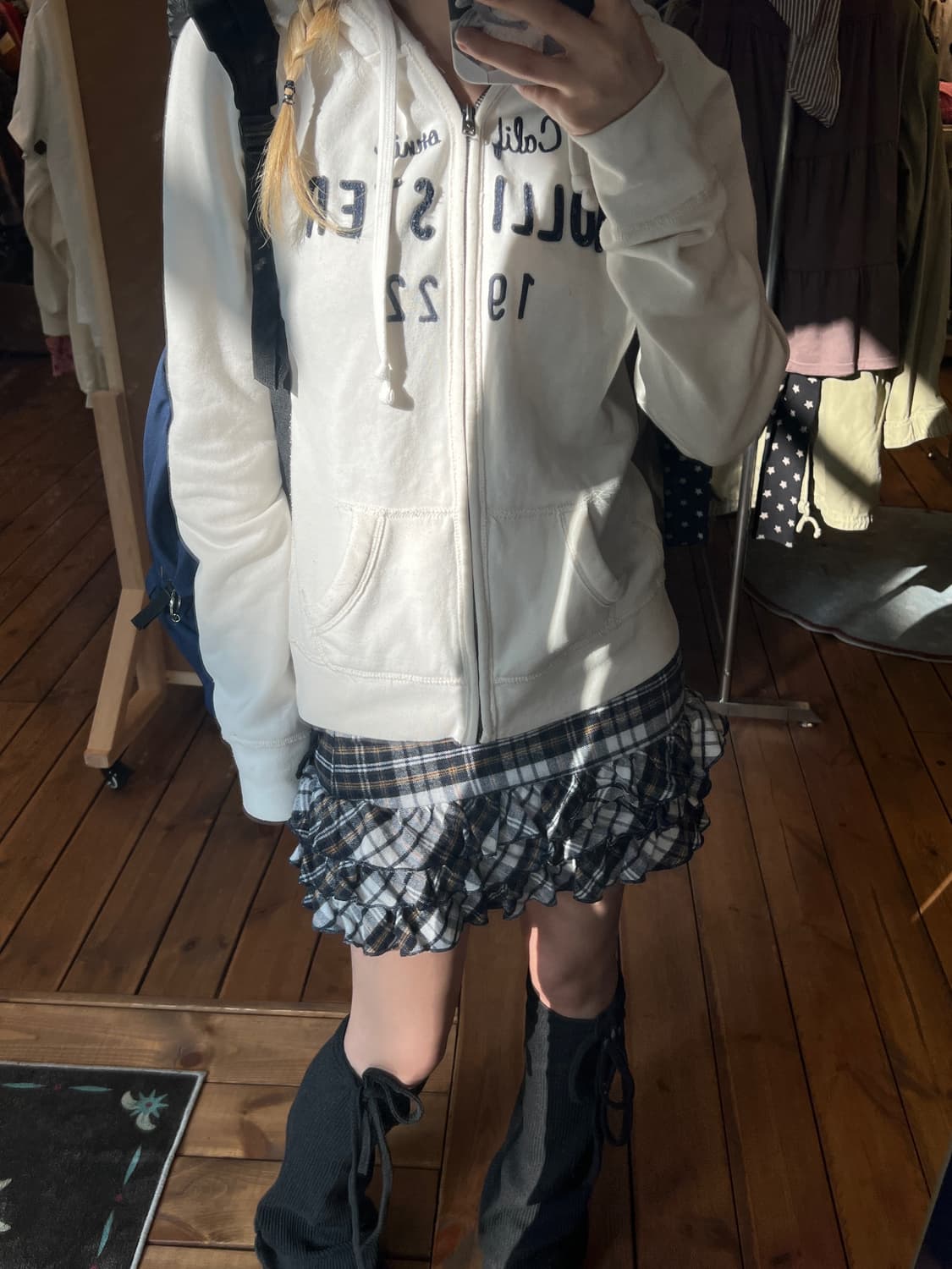 Hollister 화이트 후드집업 상품이미지4