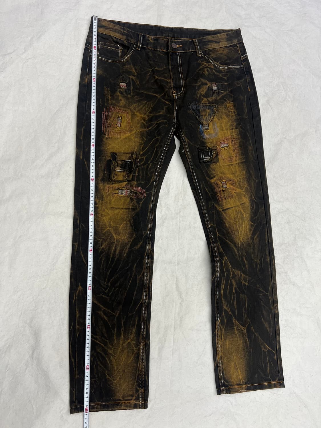 다크브라운 패치워크 데님진 상품이미지5